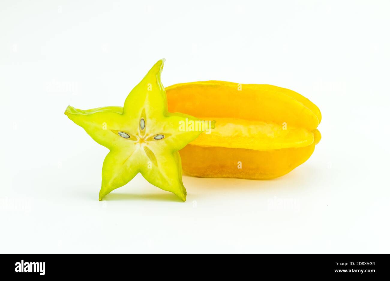 Close up ripe star apple isolated on white background. Stock Photo