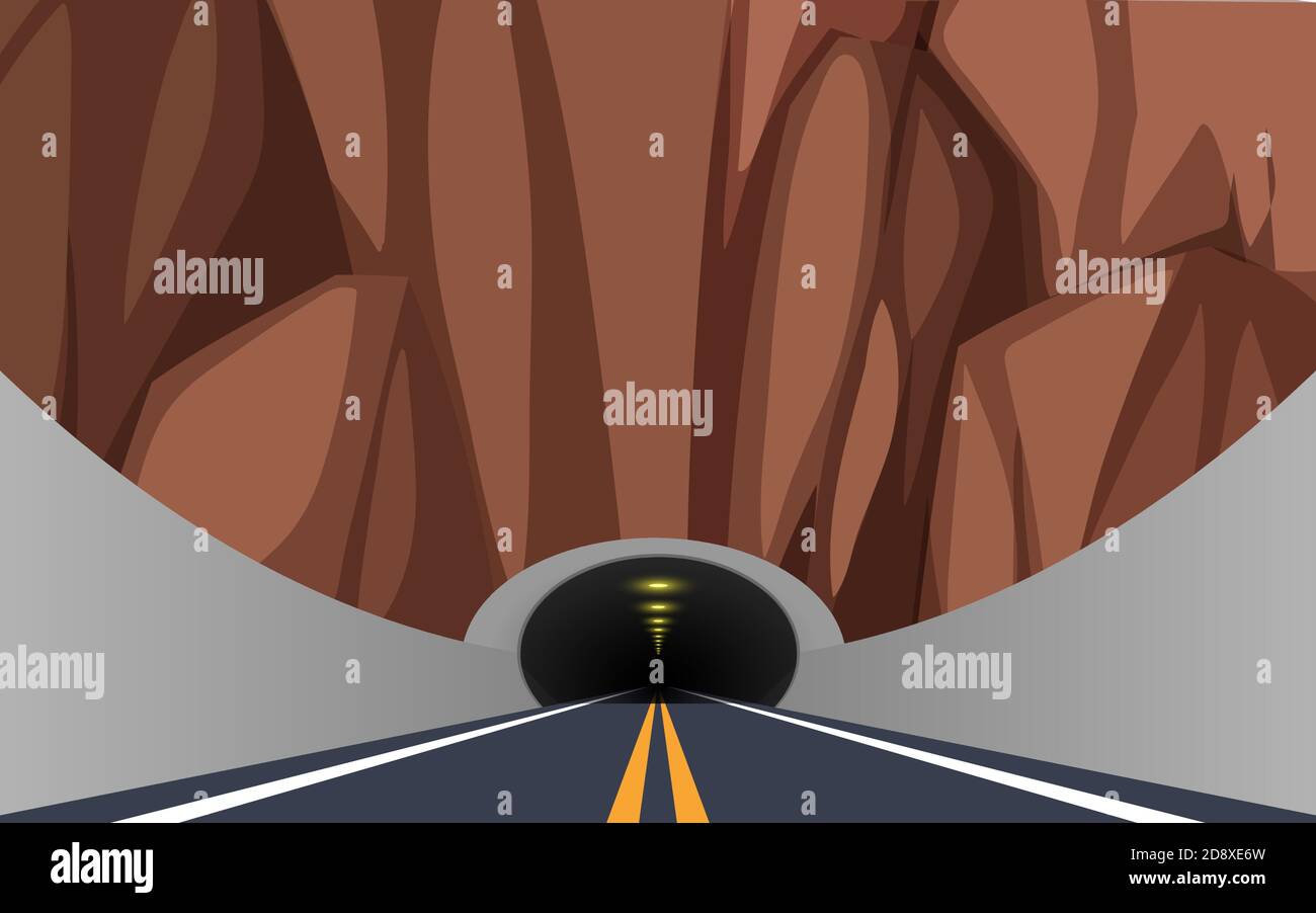 landscape of road in the tunnel on the mountain Stock Vector Image ...