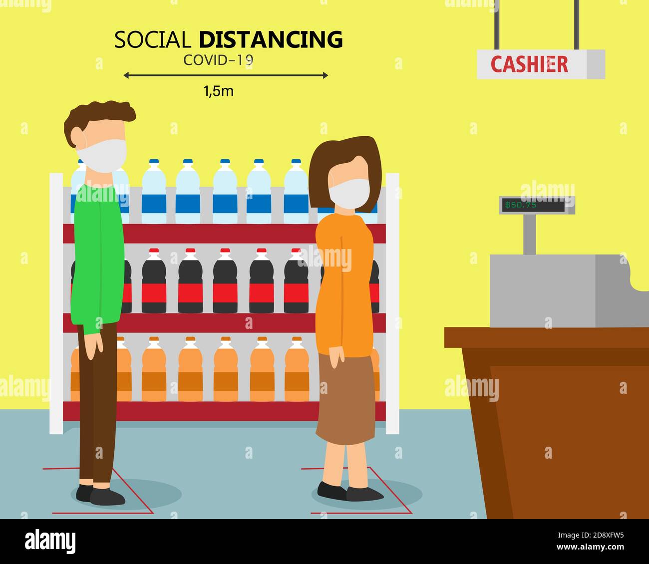 Illustration vector design of social distancing Stock Vector Image ...
