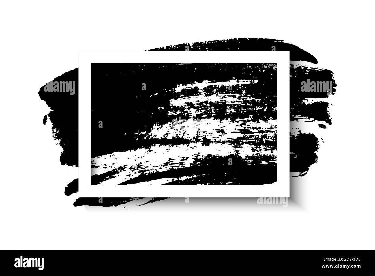 White frame and black ink brush stroke on the white background. Vector ...