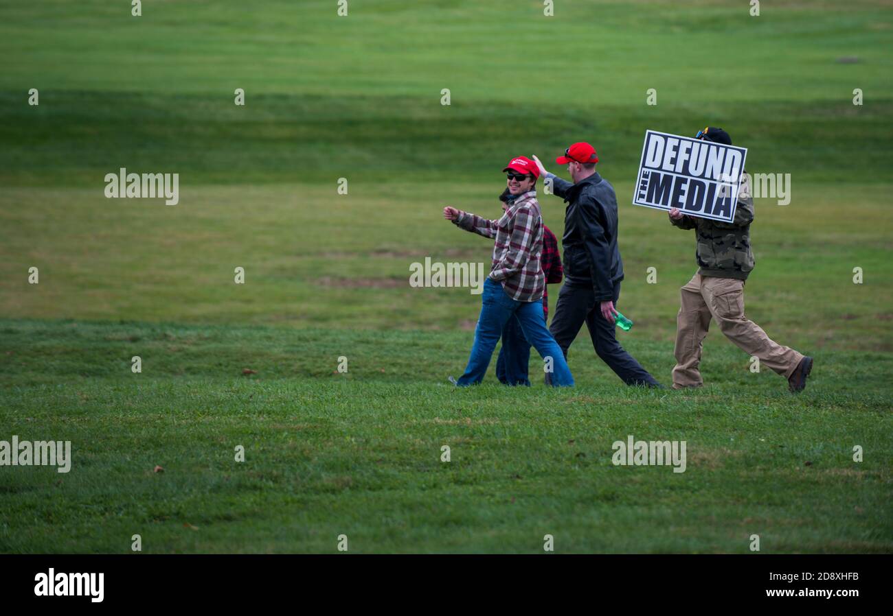 Trump Supporters walking to Donald Trump Rally in Reading, Pennsylvania. USA.Pennsylvania is a swing state. Stock Photo