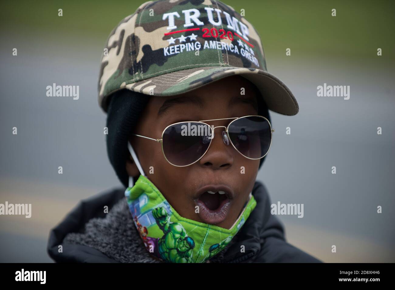 Reading, PA, USA. 31st Oct, 2020.  Black supporter attend Trump rally in Reading, Pennsylvania, USA. Yuriy Zahvoyskyy / Alamy Live News Stock Photo