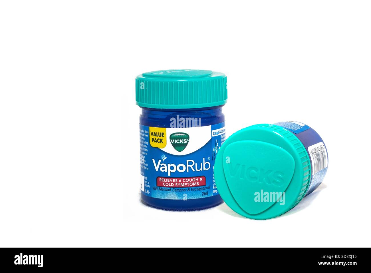 Clean image of Vicks VepoRub. Vicks VapoRub ointment is a mentholated topical cream Stock Photo