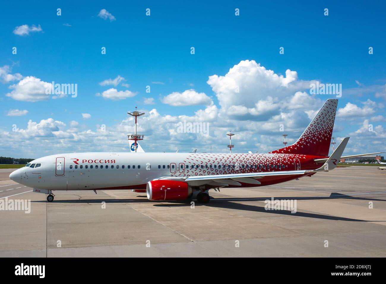 July 2, 2019, Moscow, Russia. Airplane Boeing 737-800 Rossiya - Russian Airlines at Vnukovo airport in Moscow. Stock Photo