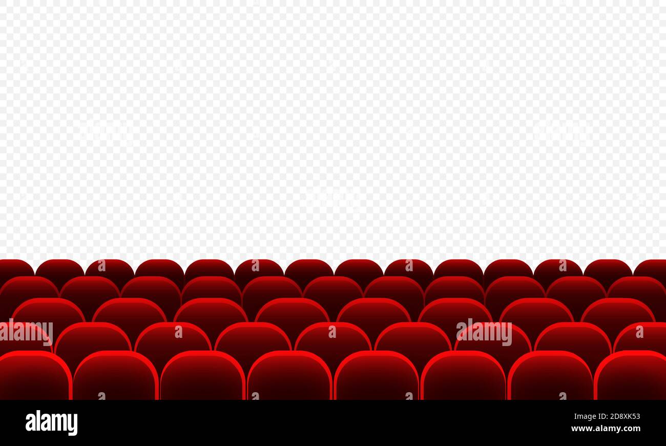 Cinema auditorium with red seats. Transparent screen. Vector EPS 10. Isolated on background Stock Vector