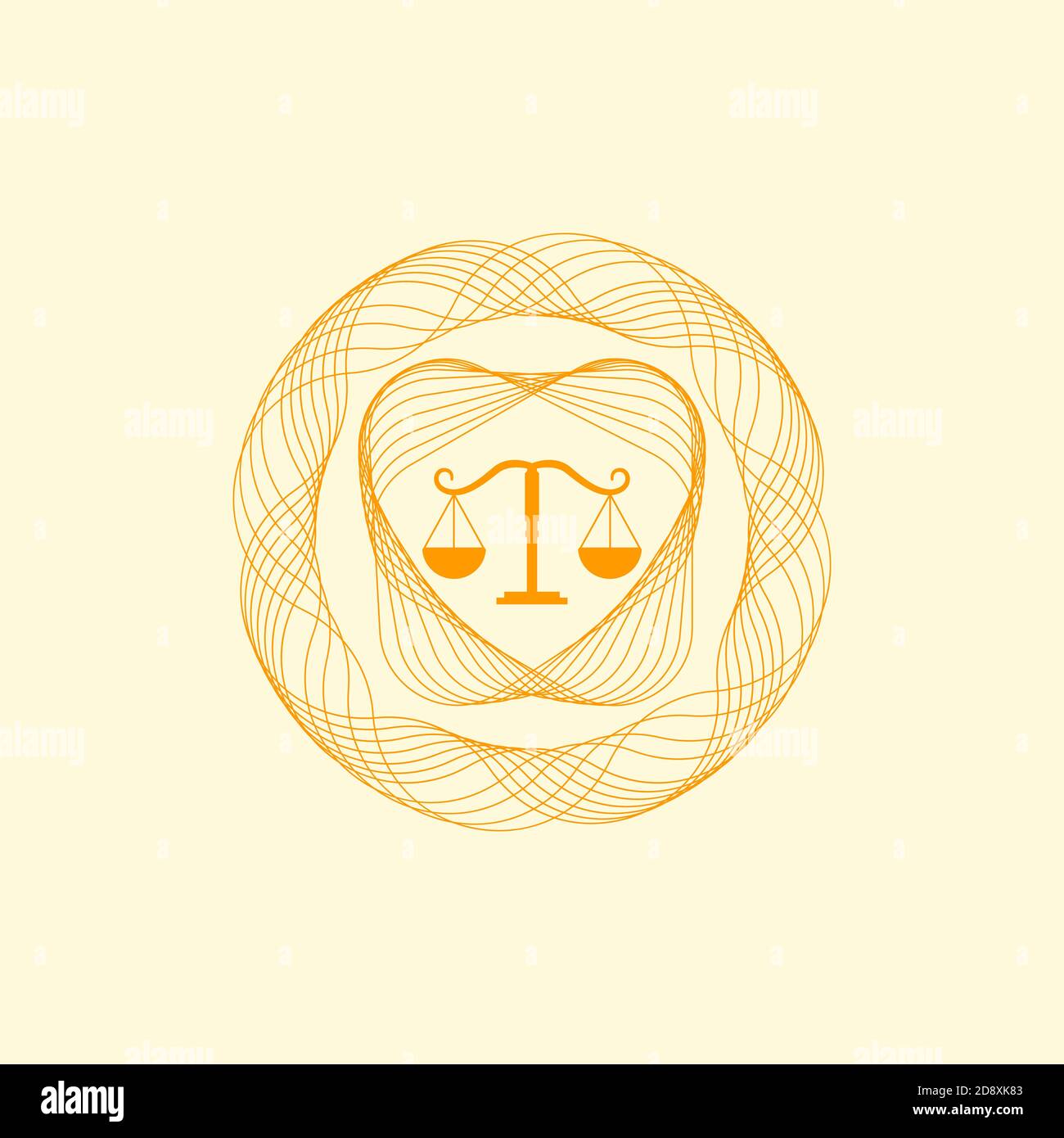 balance scale icon in yellow rosette. vector illustration Stock Vector