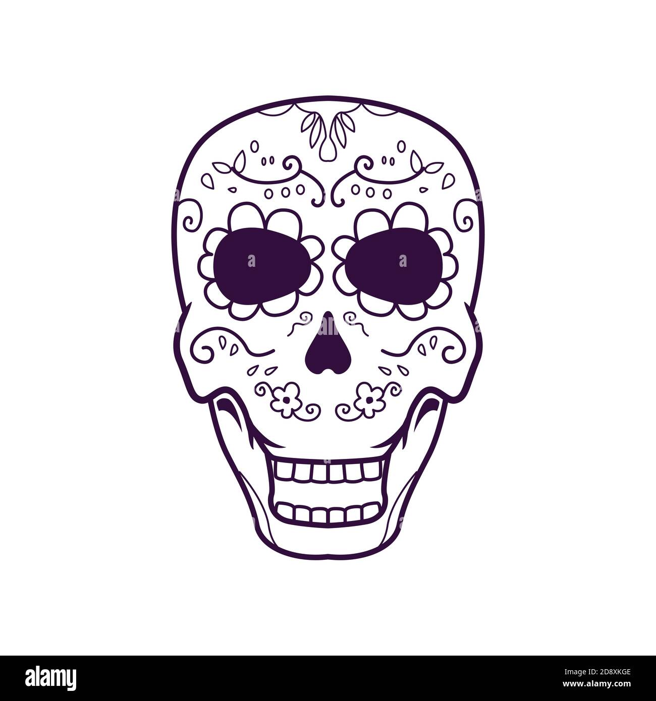 Dia De Los Muertos, Blue Head Skull Vector illustration Stock Vector