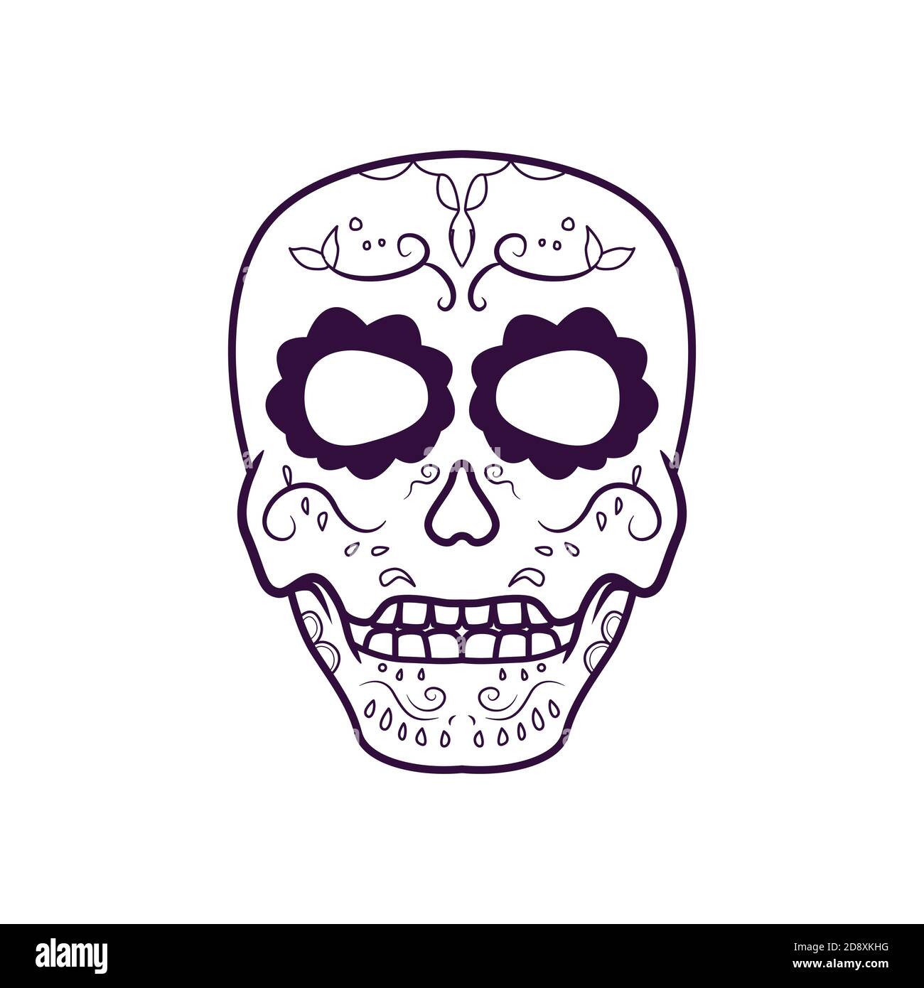 vector, mexican, head, mexico, death, skull, blue, dead, holiday, halloween, day, human, tradition, tattoo, decoration, background, celebration, bone, Stock Vector