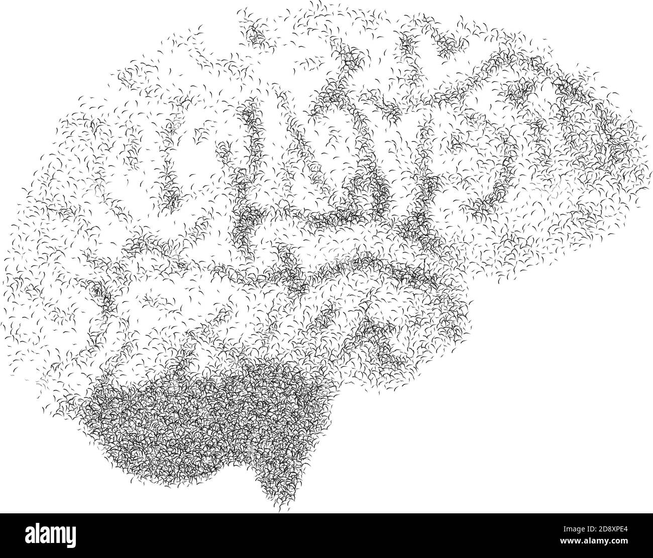 Abstract brain with ants instead of convolutions. For printing on T - shirt Stock Vector