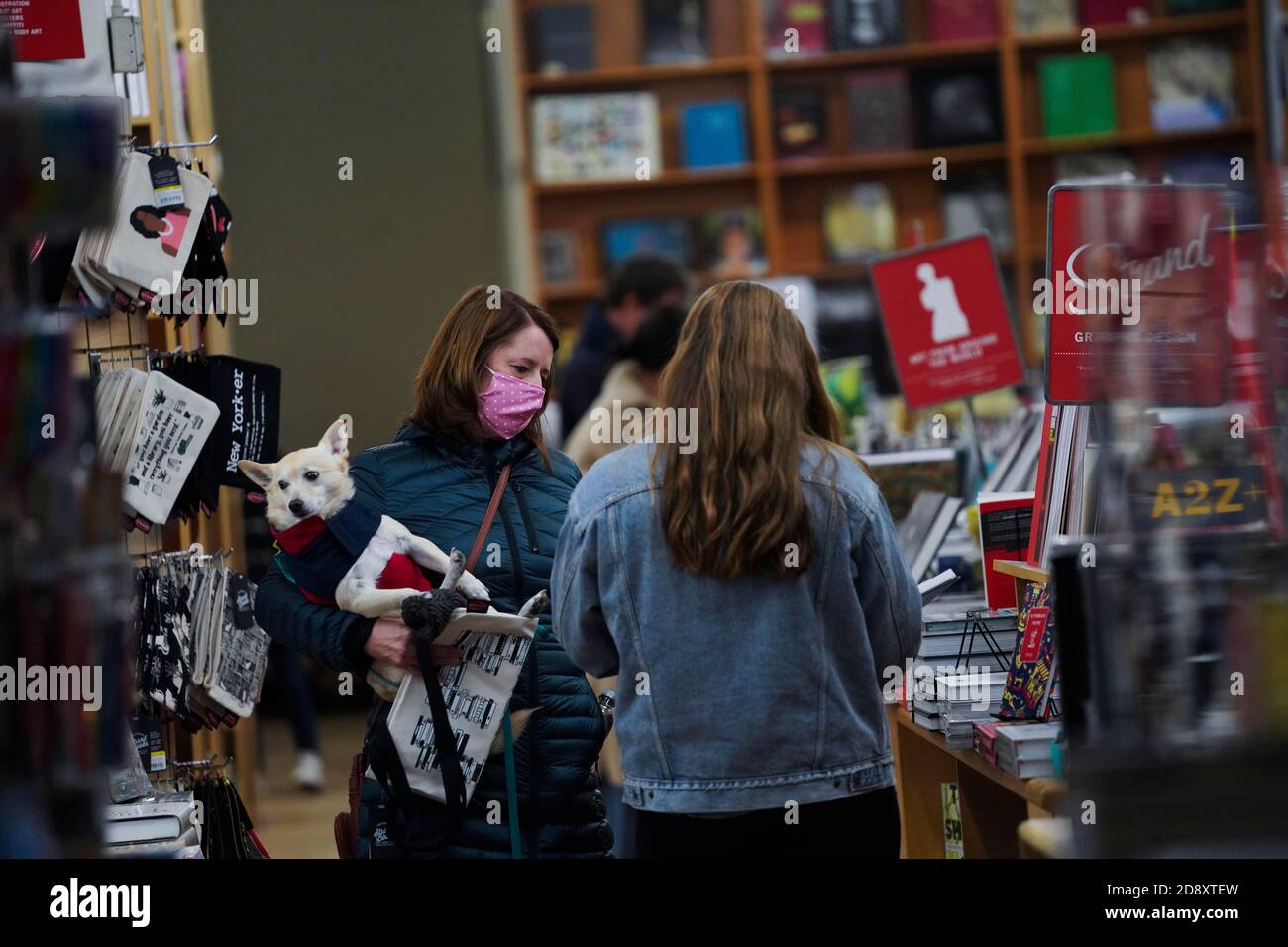 New York, USA. 1st Nov, 2020. Customers choose books at Strand bookstore in New York, the United States, on Nov. 1, 2020. Customers rush to help New York's Strand bookstore after the owner's plea for public help. The bookstore recently shared a message online that it was on the verge of closing due to the COVID-19 pandemic. Credit: Wang Ying/Xinhua/Alamy Live News Stock Photo