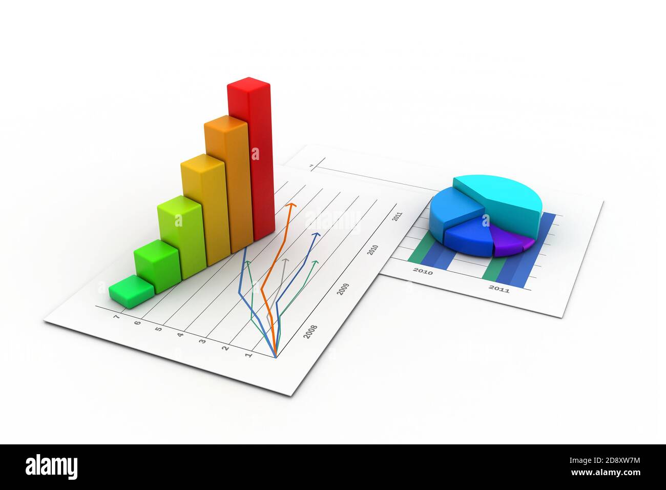 Business graph with chart in white background Stock Photo - Alamy