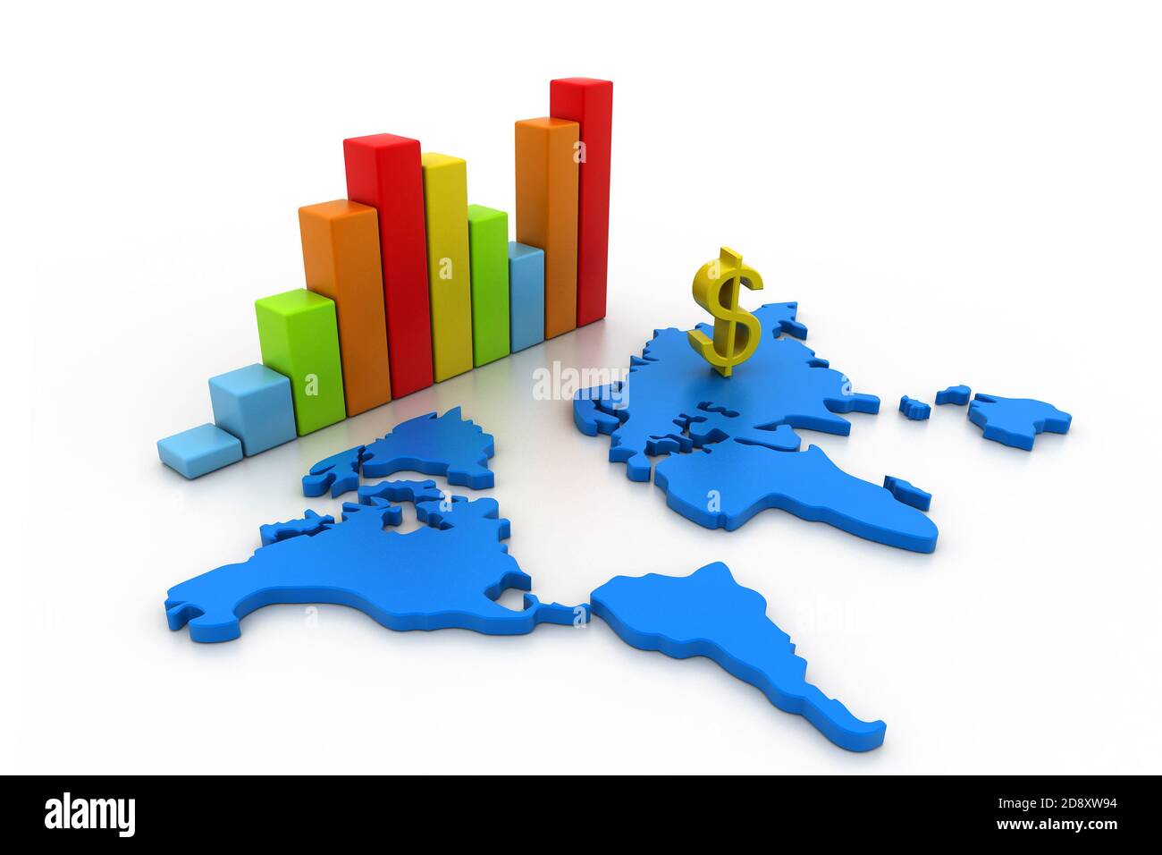 Business graph with world map Stock Photo - Alamy