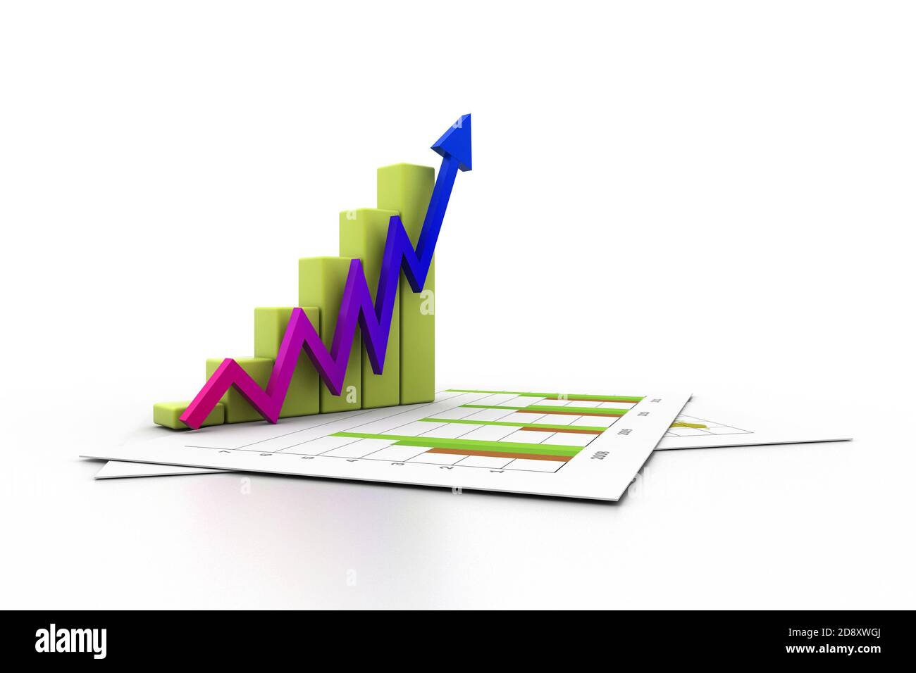 Business chart with growth graph Stock Photo - Alamy