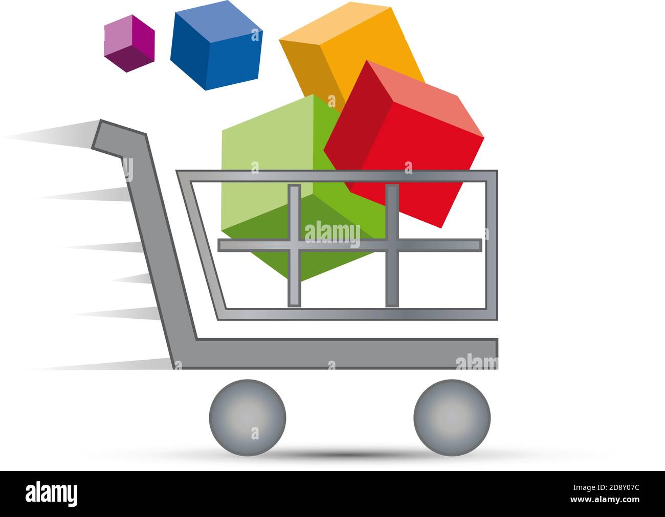 Vector icon discount. Shopping cart and gift packs Stock Vector