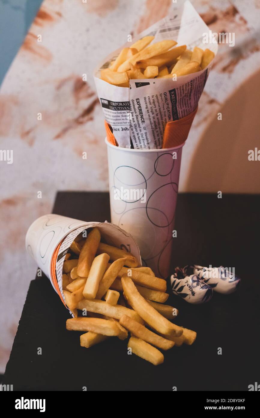 Double pack of Fresh French fries, deep fried Homemade Baked potato