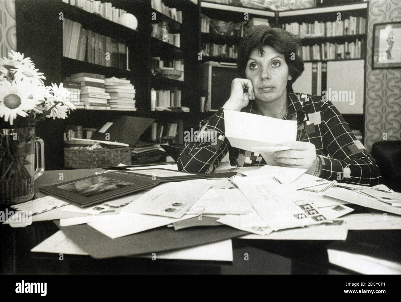 Mrs Francesca Rampi Mother Of Alfredino Rampi In Her Home In Front Of Hundreds Of Letters From All Over Italy As A Sign Of Solidarity Vermicino Rome 13 July 1981 La