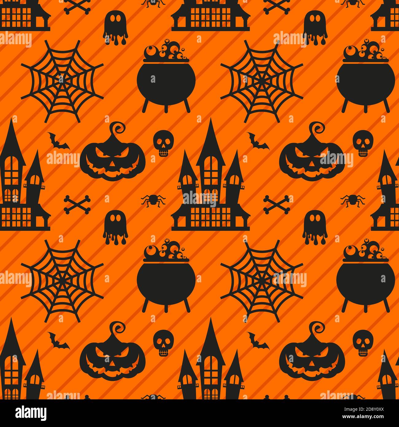 Vector Halloween seamless pattern. Flat cartoon illustration Stock ...