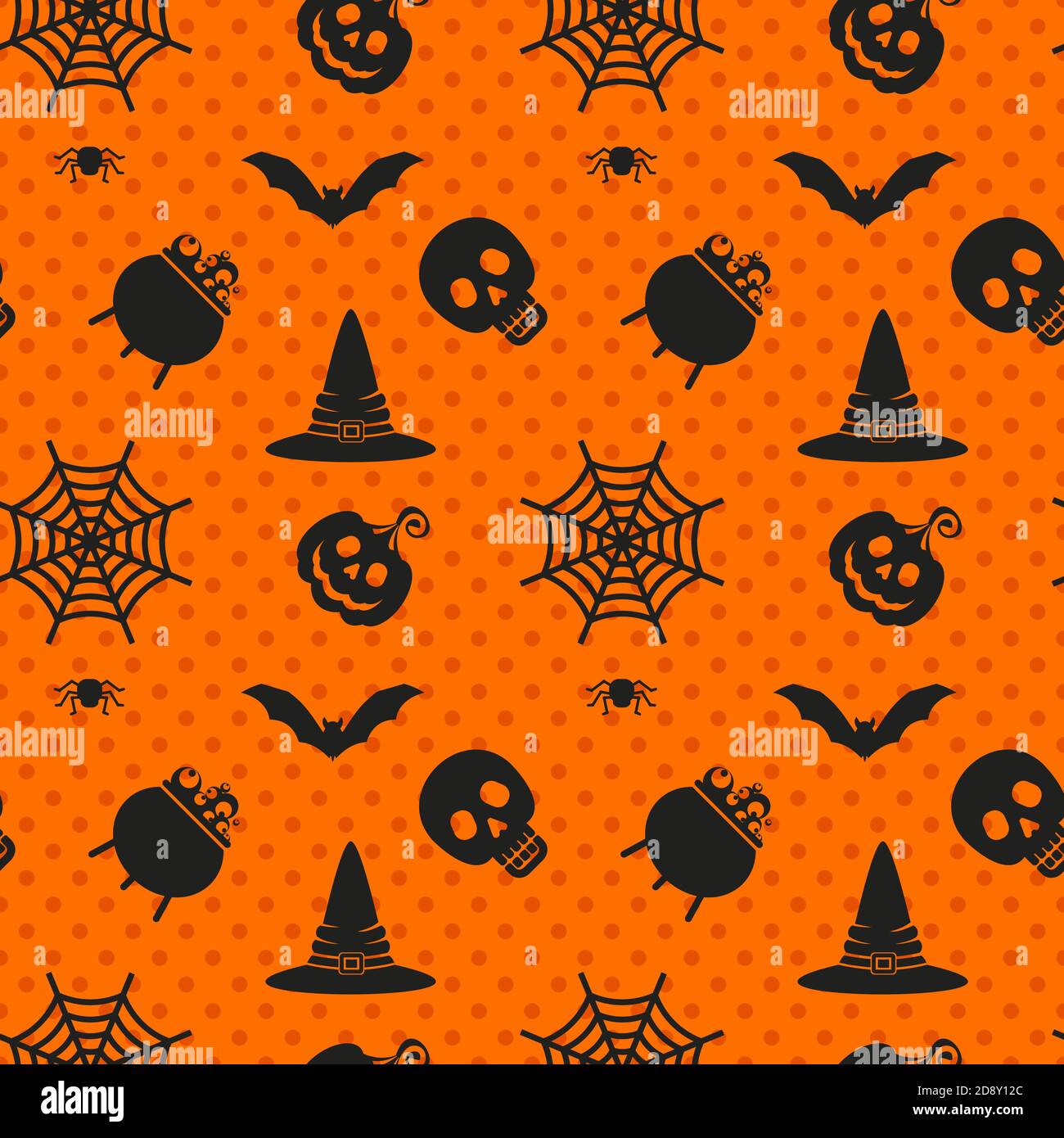 Vector Halloween seamless pattern. Flat cartoon illustration Stock ...