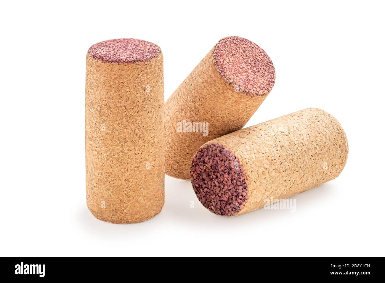 Wine cork isolated on white background macro. Cork stopper collection Stock Photo