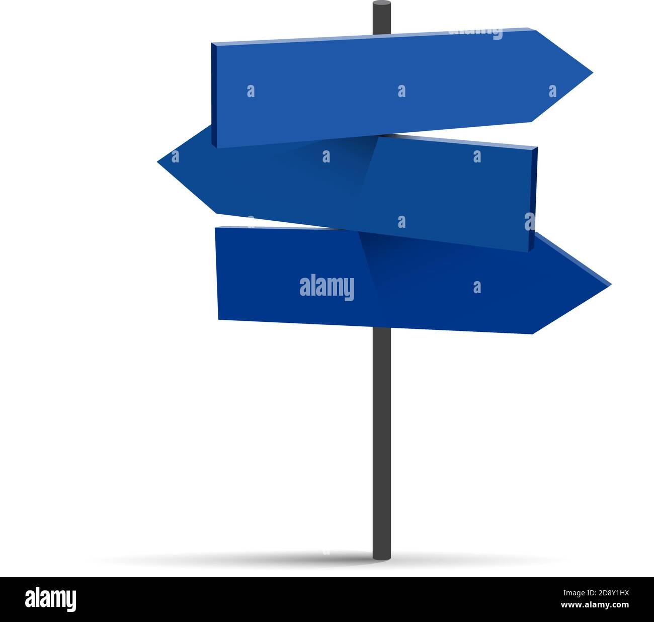 Vector three blue road signs, travel destinations Stock Vector Image