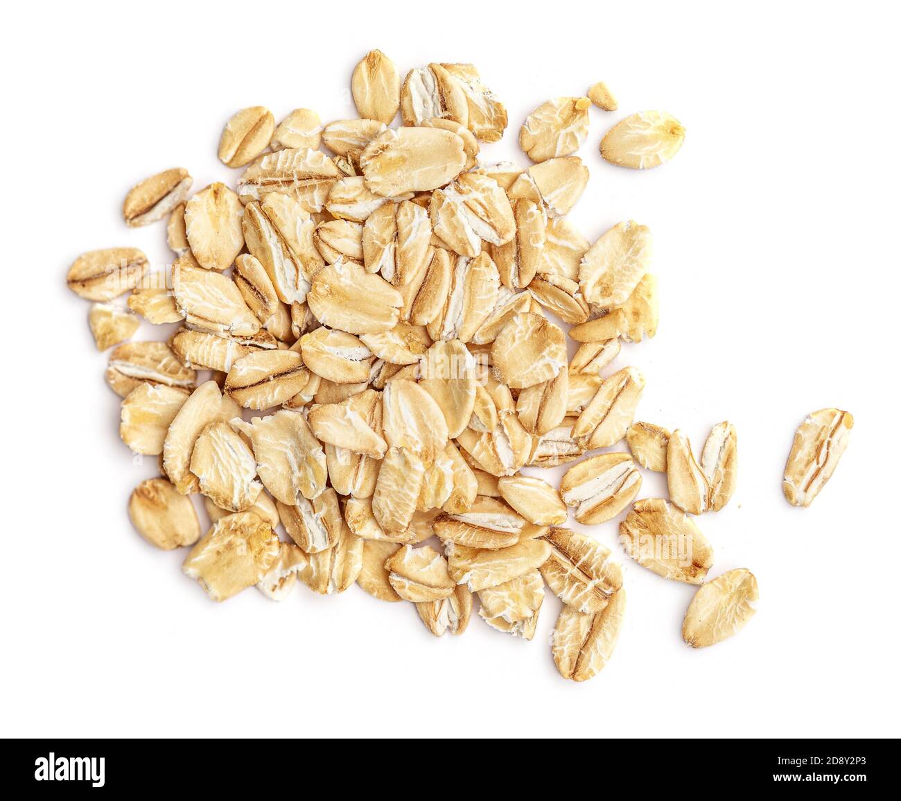 Oat Rocks Oat flakes isolated on white background. Oatmeal collection Top view ...