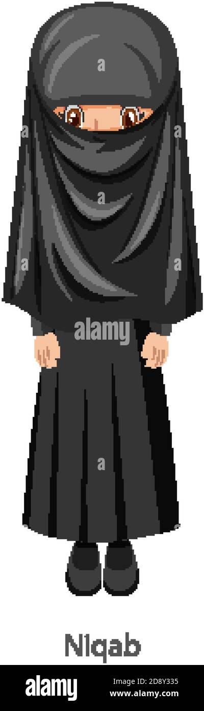 A woman wearing Niqab Islamic traditional veil cartoon character  illustration Stock Vector Image & Art - Alamy