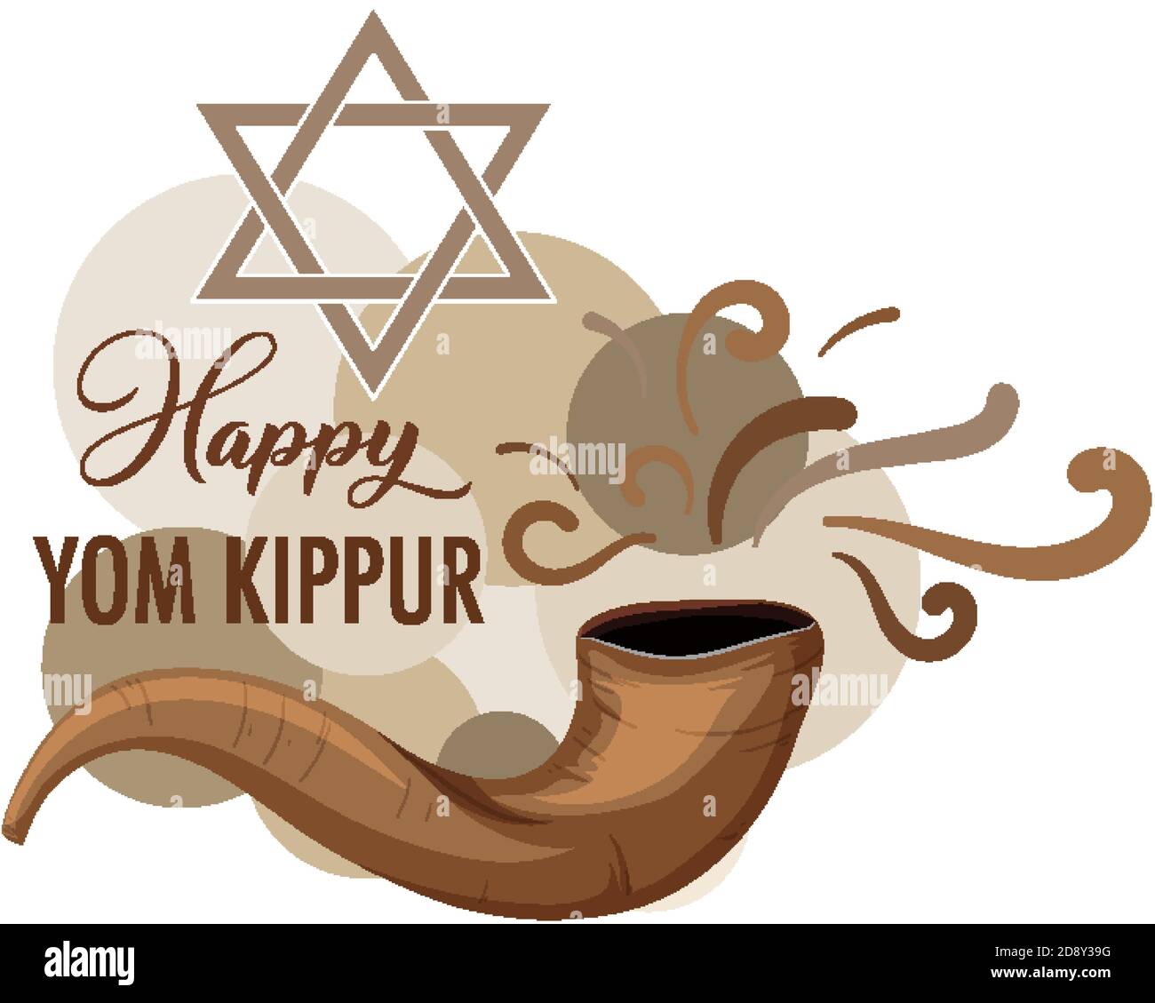 Happy Yom Kippur banner with shofar illustration Stock Vector Image