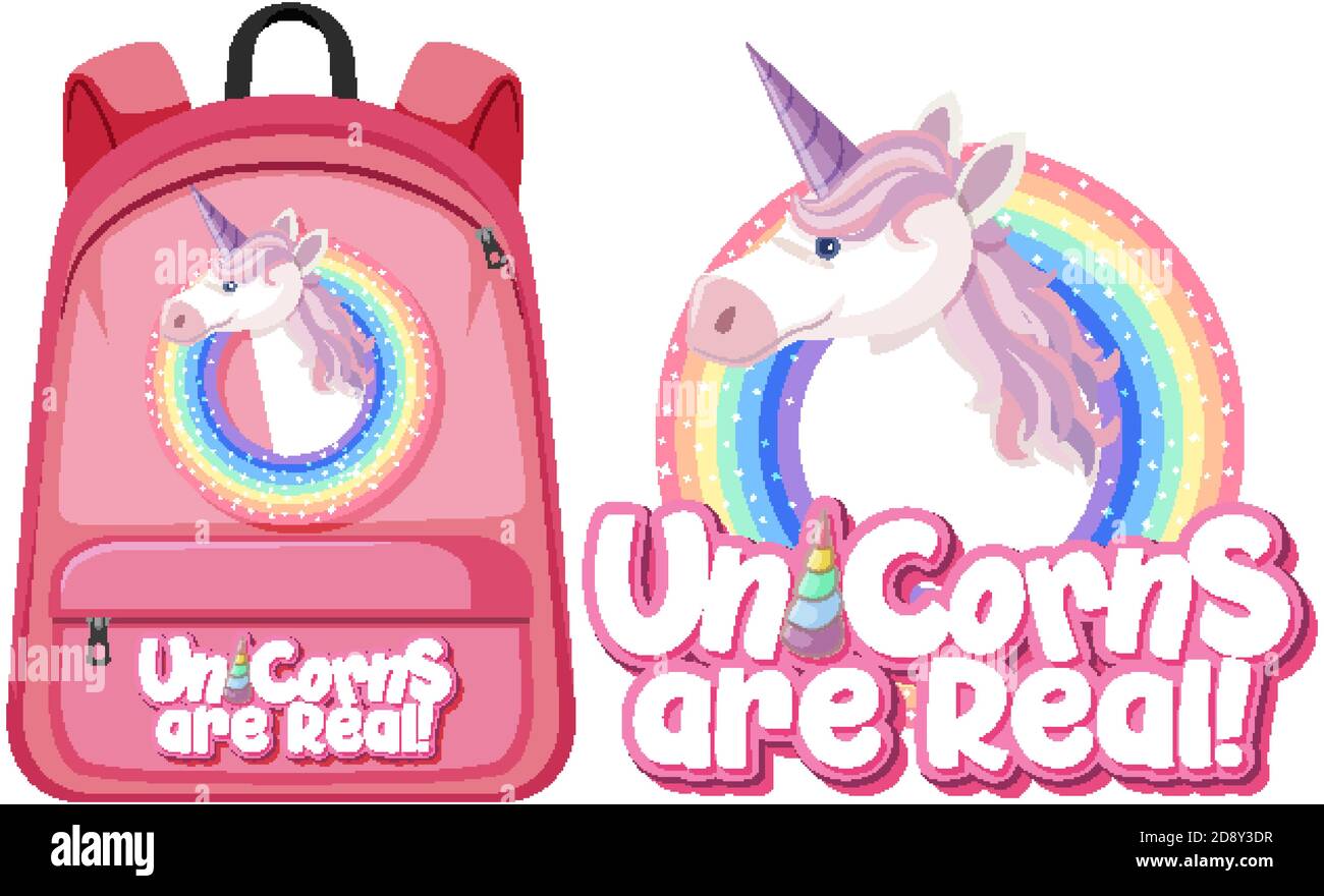 Unicorn backpack on white background illustration Stock Vector Image