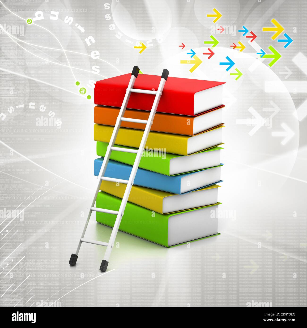 Colorful books and ladder Stock Photo Alamy