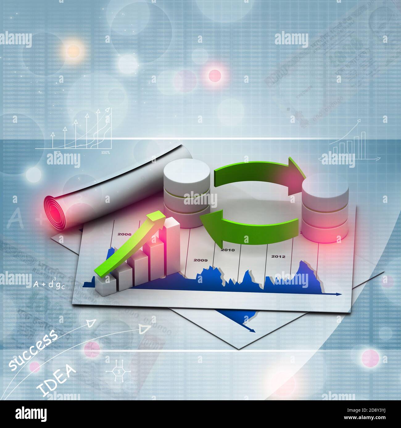 Databases concept icon with graph in chart Stock Photo