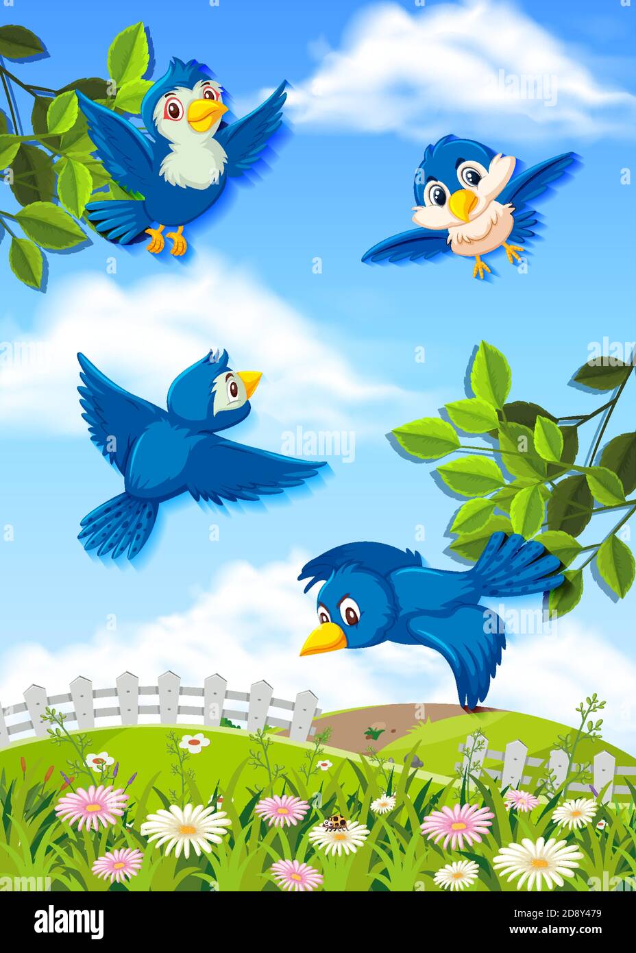 Flying birds in the nature illustration Stock Vector Image & Art - Alamy