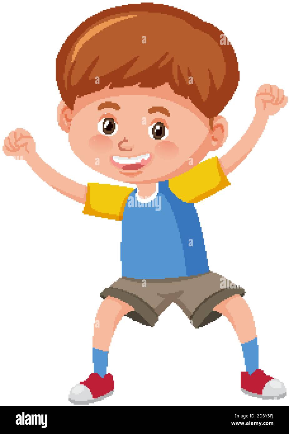Cute boy smile in standing pose cartoon character isolated on white ...