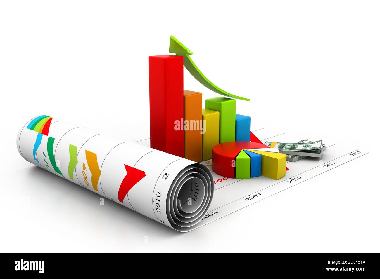 Business chart with growth graph Stock Photo - Alamy