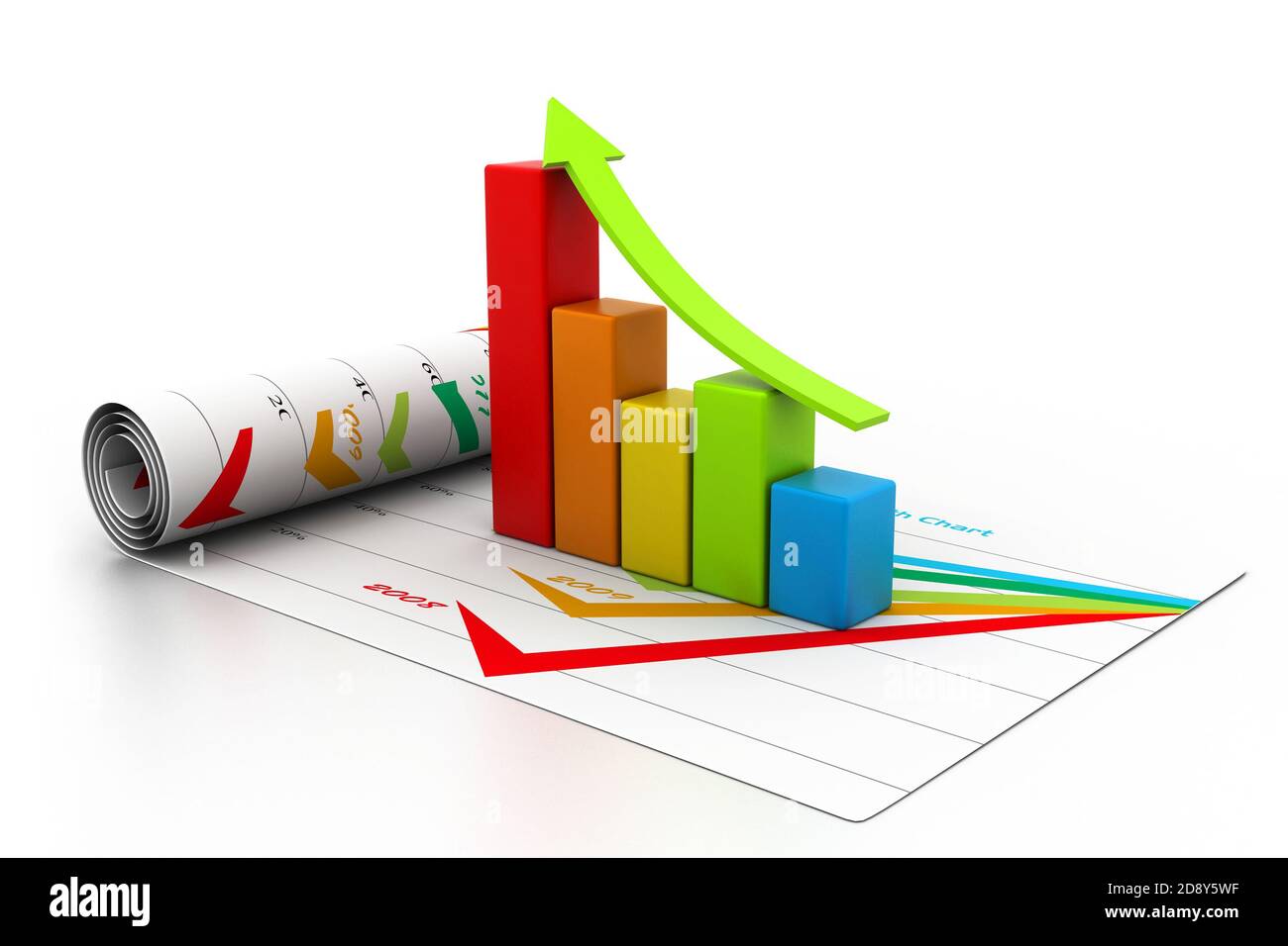 Business chart with growth graph Stock Photo - Alamy