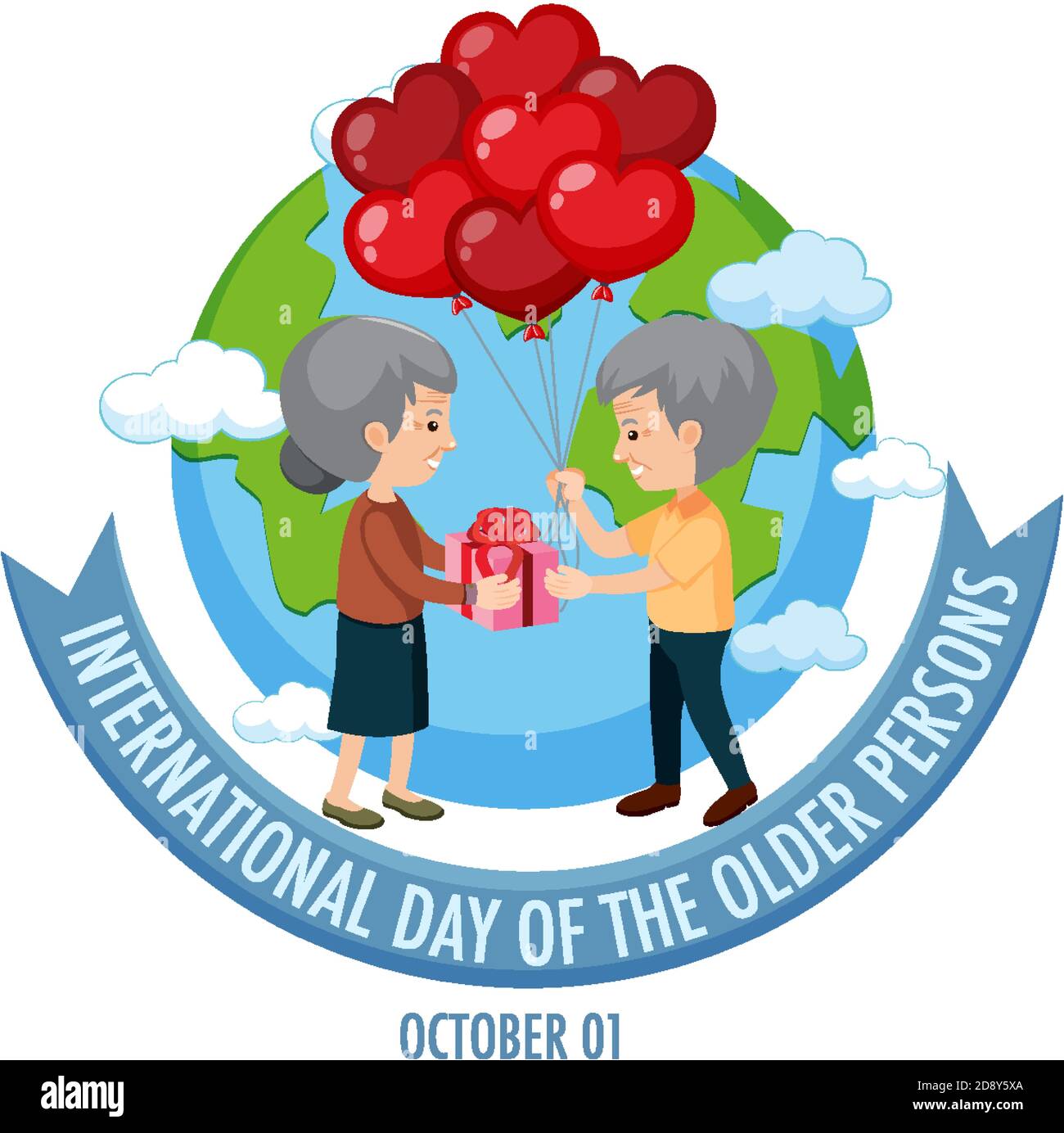 International Day of the Older Persons 1st October logo with a old ...