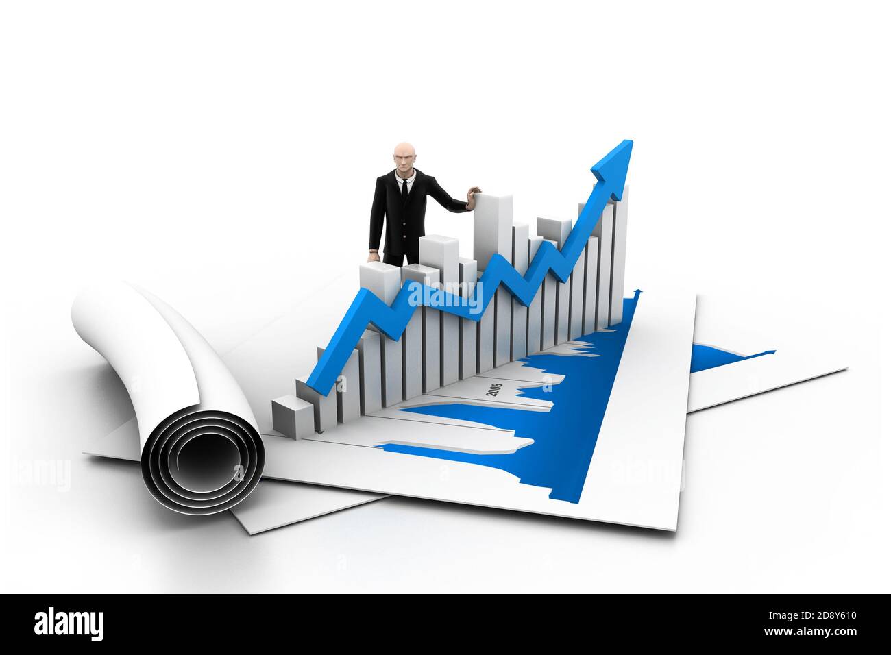 Business man with growth graph in chart Stock Photo - Alamy