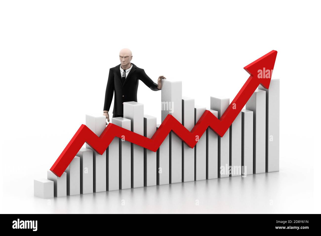 Business man with a growth graph Stock Photo - Alamy