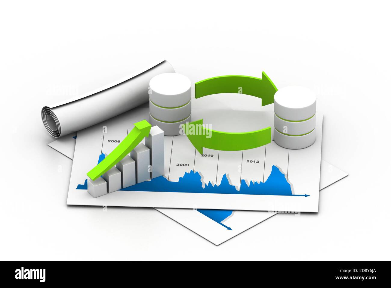Databases concept icon with graph in chart Stock Photo