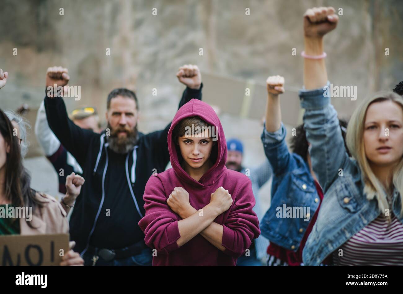 Activist Protesting Group of people activists protesting on streets, women march and ...