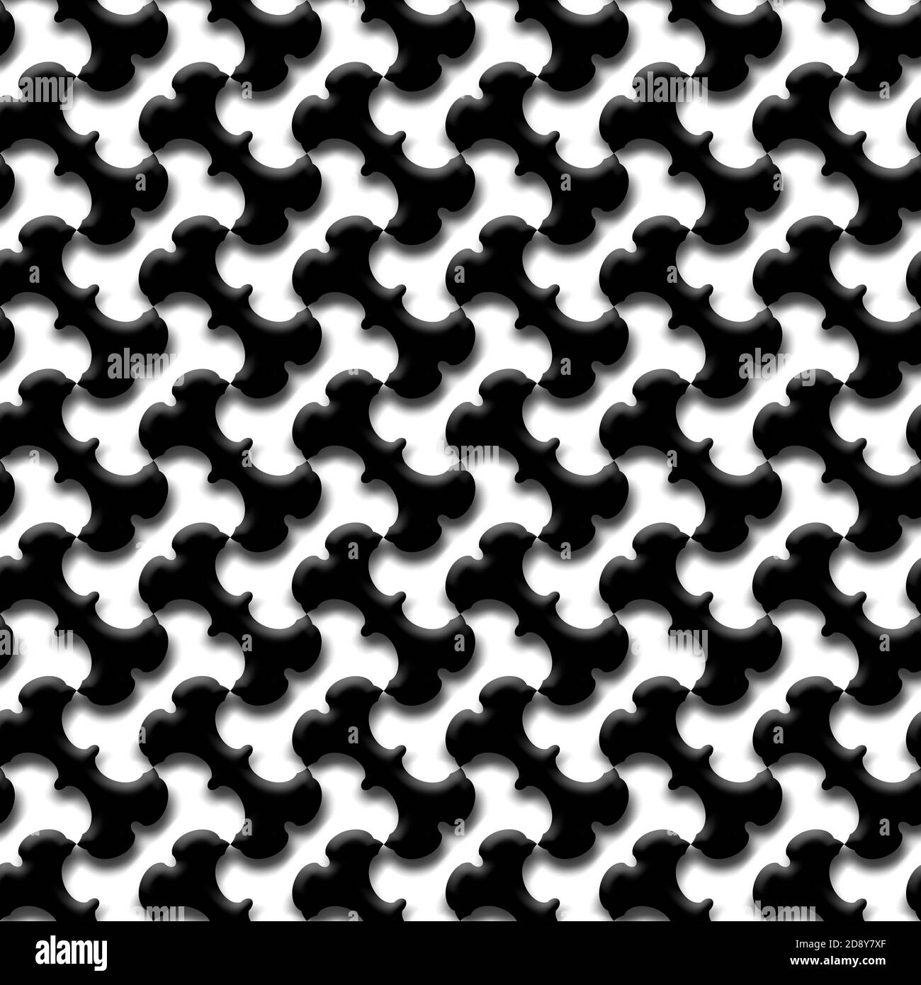 Seamless repeating black and white 3D pattern Stock Photo