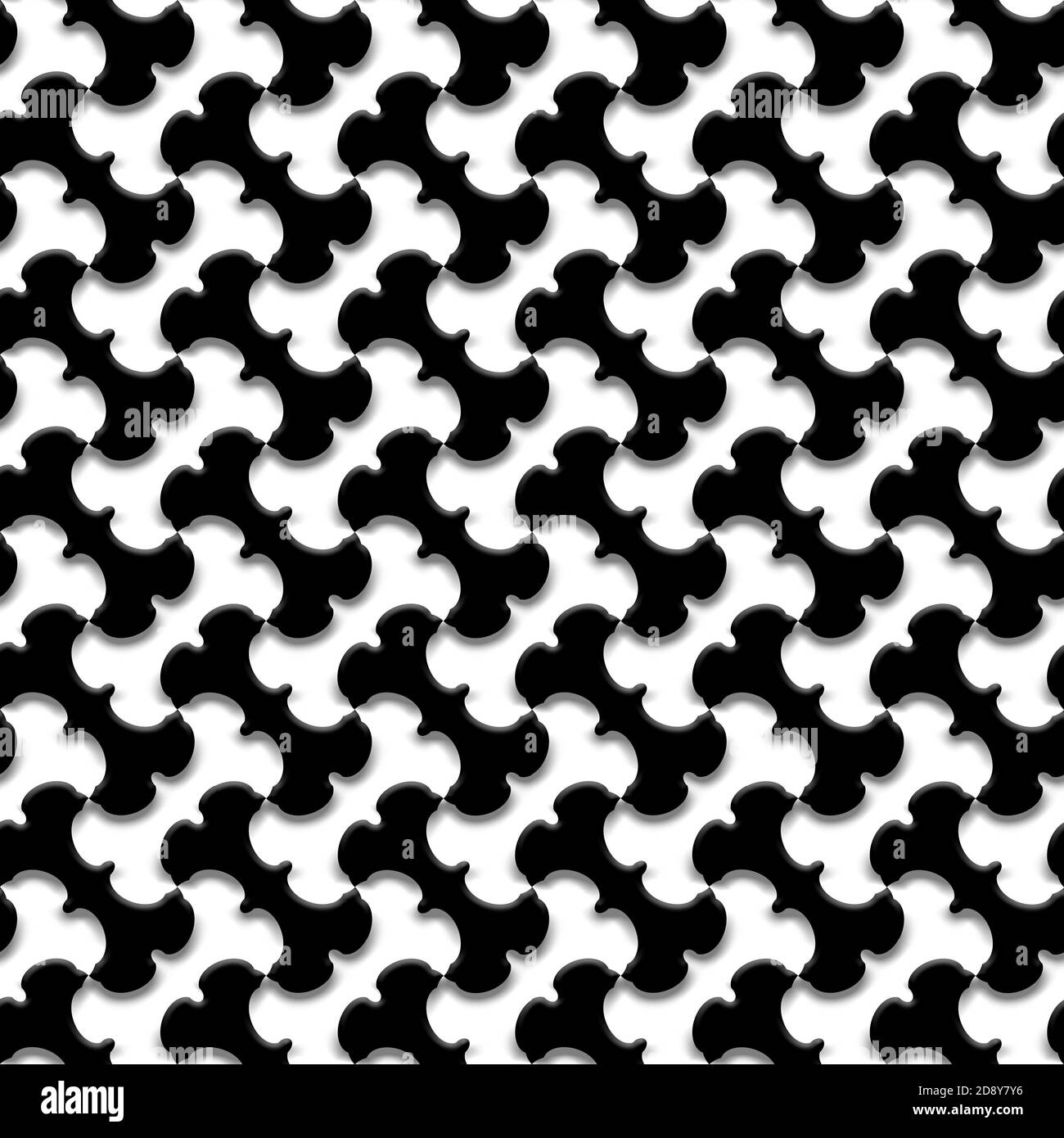 Seamless repeating black and white 3D pattern Stock Photo