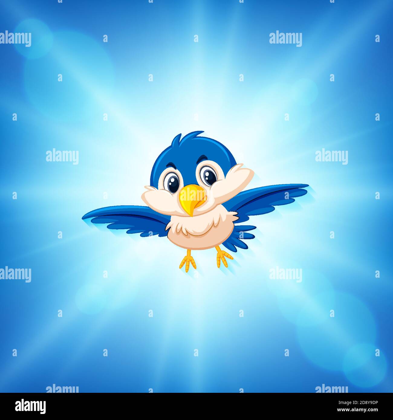 Flying blue bird on blue sky background illustration Stock Vector Image ...