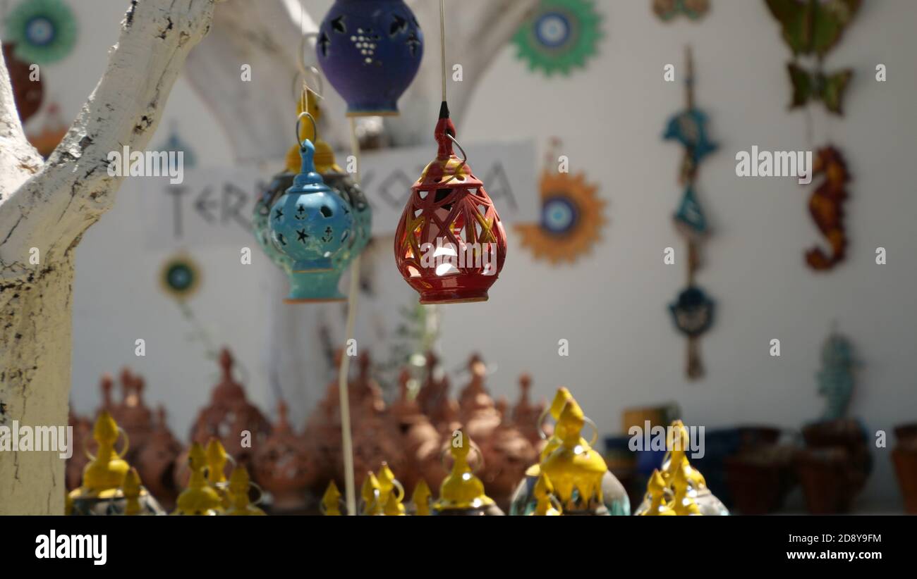 Colorful handmade ceramic candlesticks for sale Stock Photo Alamy