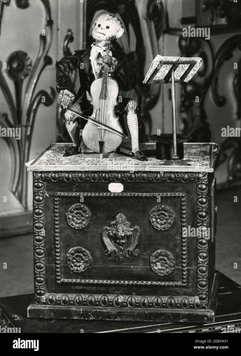 Antique music box with moving figure Stock Photo Alamy