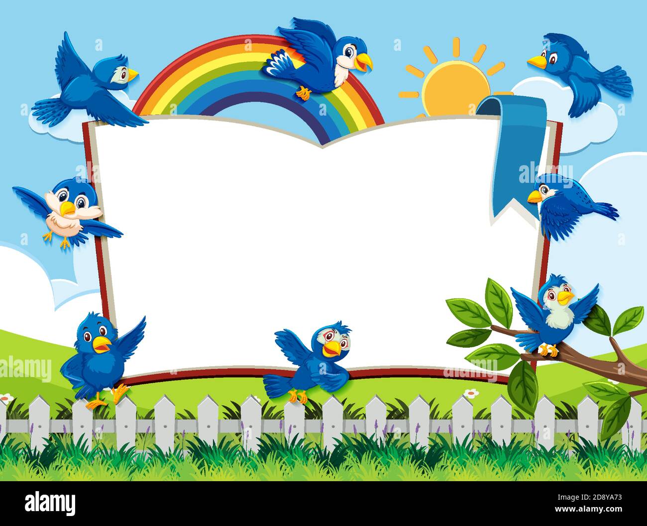 Happy bird in nature background blank banner illustration Stock Vector  Image & Art - Alamy