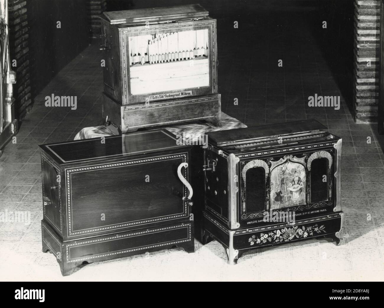 Antique music boxes Stock Photo Alamy