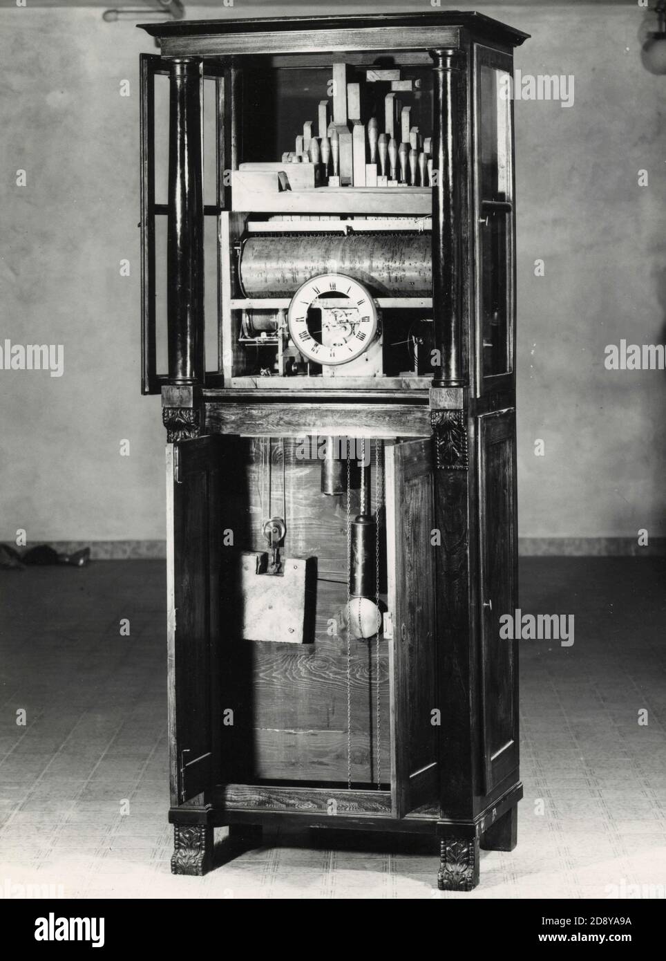 Antique mechanical clock with music box Stock Photo Alamy