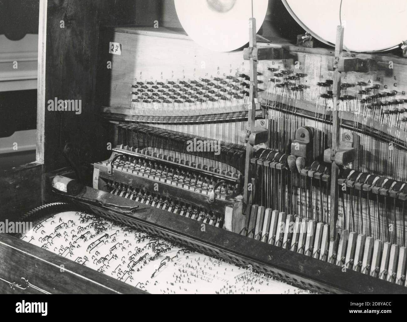Antique player piano mechanism Stock Photo