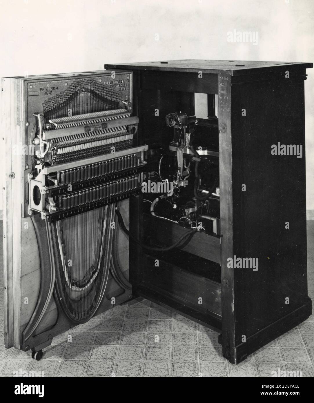 Antique music cabinet mechanism Stock Photo