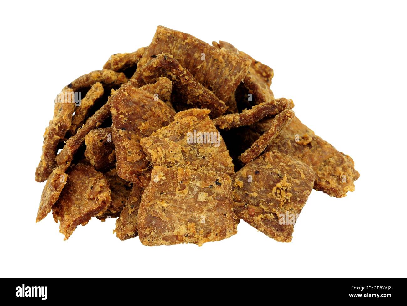 Plant based vegetarian high protein jerky snack isolated on a white